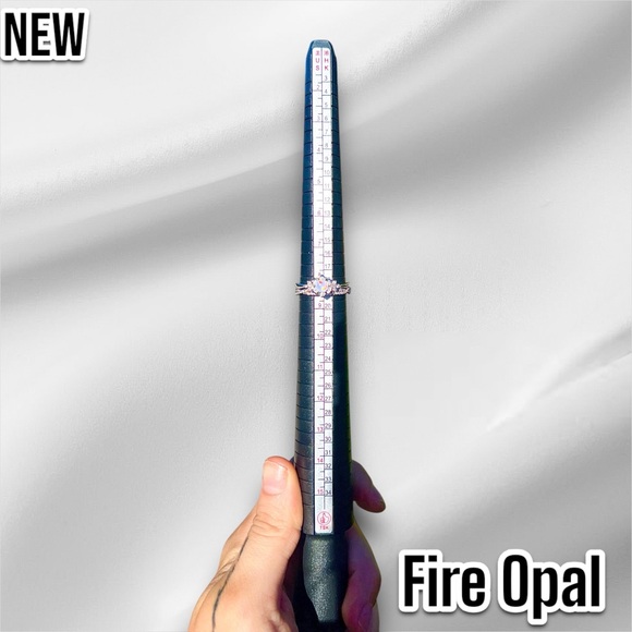 New White Fire Opal Flower CZ Crystal Vintage Wedding Engagement Ring Set - Picture 13 of 14